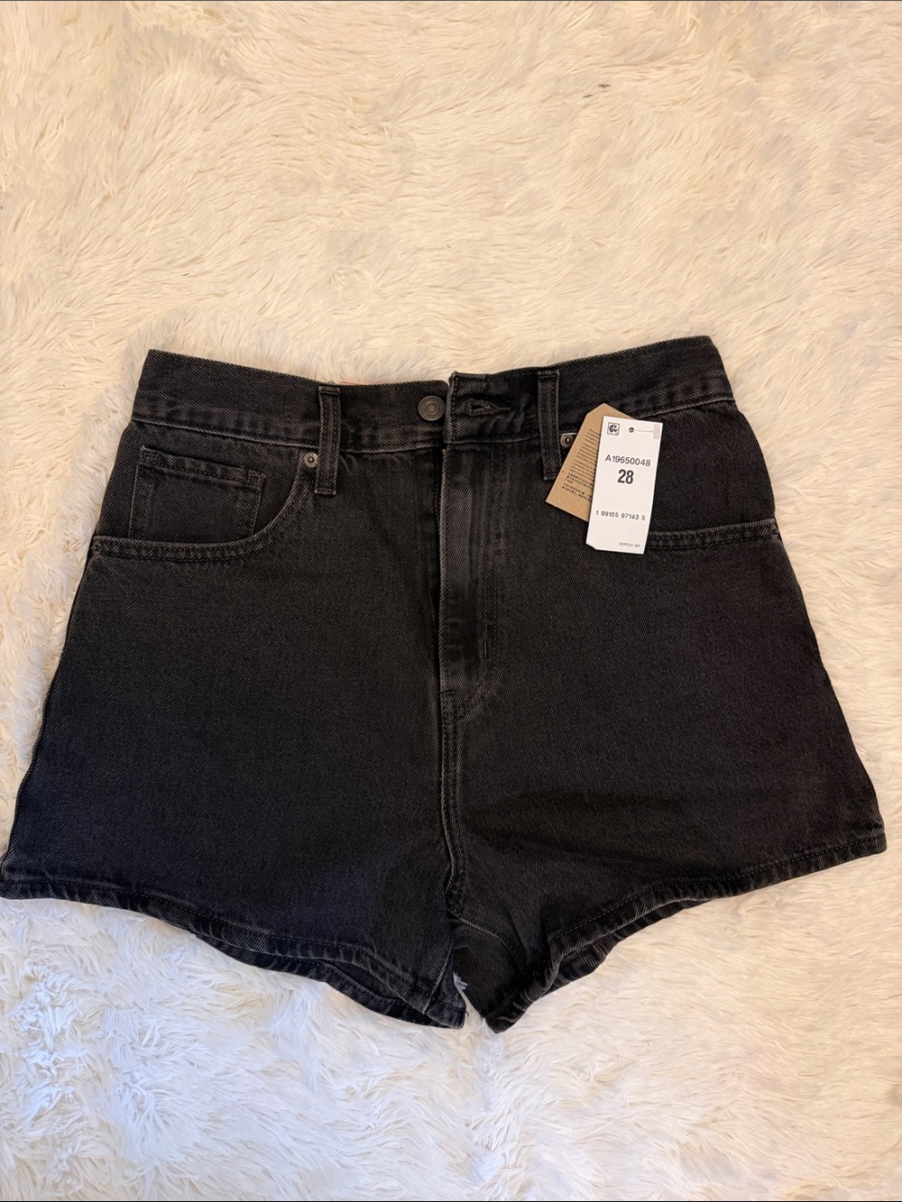 High-Waist Black Denim Shorts
